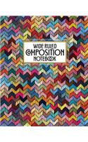 Wide Ruled Composition Notebook: Who says notebooks have to be boring? This inspiring colorful cross stitch needlepoint blank wide ruled book with table of contents is perfect for t