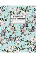 Blank Sheet Music Notebook: Easy Blank Staff Manuscript Book Large 8.5 X 11 Inches Musician Paper Wide 12 Staves Per Page for Piano, Flute, Violin, Guitar, Trumpet, Drums, Cell