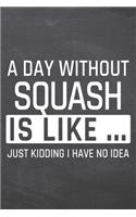 A Day without Squash is like ...: Squash Notebook, Planner or Journal - Size 6 x 9 - 110 Dotted Pages - Office Equipment, Supplies -Funny Squash Gift Idea for Christmas or Birthday