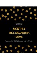 2020 Monthly Bill Organizer Book