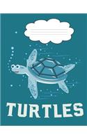 Turtles: Composition Notebook College Ruled Lined Pages Book (8.5 X 11), 200 Pages Notebook Diary, Cute Swimming Turled Graphic Journal for Women and Girls t