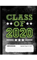 Class of 2020 Composition Book, College Ruled, 150 pages (7.44 x 9.69): Lined School Notebook Journal Gift for High School Junior Student Going Back to School, Green Cover