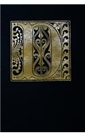 Notebook: Art Nouveau Initial D - Gold on Black - Lined Composition Notebook / Diary / Journal - 6x9, 140 Pages - Purse Size