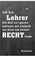 Ich Bin Lehrer Notizbuch: Organizer Planer - Selber Terminplaner Für Die Eigene Organisation Gestalten - Platz Für Notizen - Mit Eigenen to Do Listen - Handliches A5 Format M