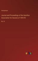 Journal and Proceedings of the Hamilton Association for Session of 1894-95: No. XI