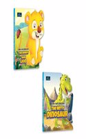 Animal Shaped Story Board Book - The Greedy Baby Lion, The Witty Dinosaur - Set of 2 Story Books For Kids