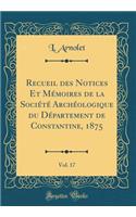 Recueil Des Notices Et Mï¿½moires de la Sociï¿½tï¿½ Archï¿½ologique Du Dï¿½partement de Constantine, 1875, Vol. 17 (Classic Reprint)