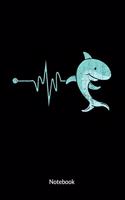 Notebook: Runners Journal and Heartbeat Notepad with Shark, Ruled 6x9.