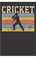 Notebook: College Ruled 6x9 120 Pages Cricket Player Coach Sports Retro Vintage Gift