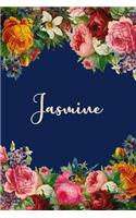 Jasmine: Personalized Name Floral Design Matte Soft Cover Notebook Journal to Write In. 120 Blank Lined Pages