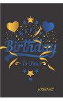 Journal: A Cute Gold Black Yellow Blue Love Hearts Magical Happy Birthday Year Gift Card Lined Small Memory Activity Notebook Organizer Diary Sketchbook and 