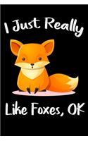 I Just Really Like Foxes Ok notebook gift: Lined Notebook for kids, Journal, Funny Gifts for Fox Lover / 120 Pages, 6x9, Soft Cover, glossy Finish