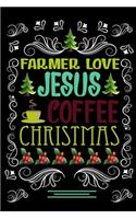 FARMER LOVE JESUS COFFEE CHRISTMAS Blank Line journal