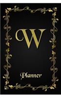 W: Letter Journal Monogram Minimalist Lined Notebook To Do List Undated Daily Planner for Personal and Business Activities with Check Boxes to Help you