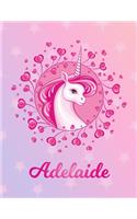 Adelaide: Adelaide Magical Unicorn Horse Large Blank Pre-K Primary Draw & Write Storybook Paper - Personalized Letter A Initial Custom First Name Cover - Stor