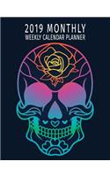 2019 Monthly Weekly Calendar Planner: Fantasy Style Spiritual Line Art Sugar Skull Schedule Organizer(1 Spirit of the Dark Vintage 2019 Organizer Planners)