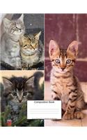 Composition Book 100 Sheets/200 Pages/8.5 X 11 In. Wide Ruled/ Cute Kitten Collage: Writing Notebook Lined Page Book Soft Cover Plain Journal Cats Kitten