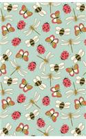 Journal Notebook Dragonflies, Bees and Ladybugs Pattern - Green: 162 Lined and Numbered Pages With Index Blank Journal For Journaling, Writing, Planning and Doodling.(57 Lined Journal)