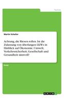 Achtung, die Riesen rollen. Ist die Zulassung von überlangen LKWs in Hinblick auf Ökonomie, Umwelt, Verkehrssicherheit, Gesellschaft und Gesundheit sinnvoll?