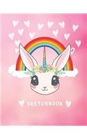 Sketchbook: Cute Unicorn On Pink, Large Blank Paper Sketchbook For Girls: For Drawing And Sketching, Sketch Book for Kids, 8.5x11 120 Pages(1 Special for Kids)