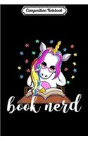 Composition Notebook: Book Nerd Unicorn Reading at Desk Cute Journal/Notebook Blank Lined Ruled 6x9 100 Pages