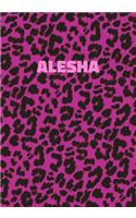 Alesha: Personalized Pink Leopard Print Notebook (Animal Skin Pattern). College Ruled (Lined) Journal for Notes, Diary, Journaling. Wild Cat Theme Design wi