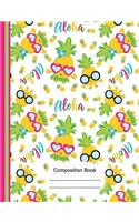 Tropical Aloha Cute Pineapple Composition Notebook 5x5 Quad Ruled Paper