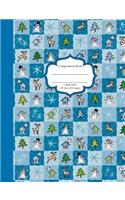 Composition Book College Ruled 100 Sheets (200 pages): Reindeer Christmas Winter Squares Composition Book For Writing and Journaling