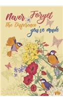 Never forget the difference you've made: Perfect as a retirement or leaving gift,109 Pages Blank lined notebook, Journal, Retirement Gifts for Teachers, Army, Notebook, Nurses, Doctors, Wom(6 Retirement Gifts)