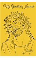 Jesus My Gratitude Journal: Notebook in soft yellow with 100 pages of dot grid with Jesus Image on each page -- Bible Study Christian Service notebook