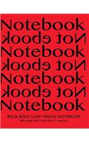 Big & Bold Low Vision Notebook 160 Pages with Bold Lines 1 Inch Spacing: Notebook Not Ebook with red cover, distinct, thick lines offering high contrast, ideal for the visually impaired for handwriting, composition, notes