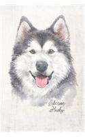 Siberian Husky Dog Portrait Notebook: Blank Dot Grid Journal for Dog Lovers, Dog Mom, Dog Dad and Pet Owners - 6x9 - 5MM Dot Grid Pages(64 Watercolor Dog Journals)
