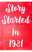 Story Started In 1981: The perfect gift for a birthday - unique personalised year of birth journal!