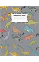 Composition Book: Dinosaur Composition Book, Journal For Kids, 120 Pages, Wide Ruled Book, 8.5" x 11", Dinosaurs On Cover