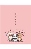 Notebook: Animals on pink cover and Dot Graph Line Sketch pages, Extra large (8.5 x 11) inches, 110 pages, White paper, Sketch, Draw and Paint(6 Animals on Pink Notebook)