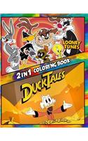 2 in 1 Coloring Book Looney Tunes and Duck Tales: Best Coloring Book for Children and Adults, Set 2 in 1 Coloring Book, Easy and Exciting Drawings of Your Loved Characters and Cartoons
