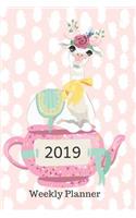 2019 Plan On It Weekly Planner: Llama Sitting Pretty On A Teapot on Pink Background 12 Month Calendar Appointment Pocket Planner(2019 Plan on It Weekly Calendar Planner)