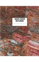 Graph Paper Notebook: 8.5 X 11 4x4 Quad Ruled 120 Pages Rust Orange Gray Marble