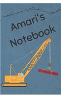 Amari's Notebook: Construction Equipment Crane Cover 6x9 100 Pages Personalized Journal Drawing Notebook