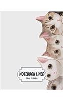 Notebook Lined Cat Vertical: Notebook Journal Diary