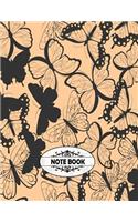 Notebook: Black butterfly and orange on Cover and Blank pages, Extra large (8.5 x 11) inches, 110 pages, White paper, Sketch, Draw and Paint(1 Black Butterfly and Orange)