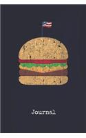 Journal: Beef Burger Patriotic Bird Blank Writing Journal Patriotic Stars & Stripes Red White & Blue Cover Daily Diaries for Journalists & Writers Note Takin