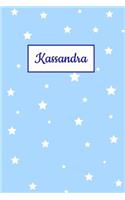 Kassandra: Personalized Name Journal. Wide Ruled (Lined) Writing Diary, Composition Book. Baby Blue Stars Cover for Girls, Kids and Teens