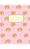 Primary Composition Book: Handwriting Dotted Mid Line Notebook - Cute Fox & Chicken Pattern