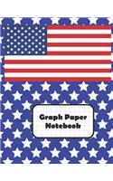 Graph Paper Notebook: American Flag Stars And Stripes Grid Paper Quad Ruled 4 Squares Per Inch Large Graphing Paper 8.5 By 11