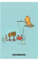 Notebook: Cat Fishing 6 x 9 inch dot grid - 120 pages for Creative Cat Lovers