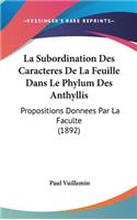 La Subordination Des Caracteres de La Feuille Dans Le Phylum Des Anthyllis