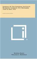 Journal of the National Institute of Social Sciences, V15, December, 1930 to May, 1931