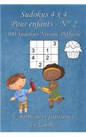 Sudokus 4 x 4 Difficiles - Pour enfants - N°2: 100 Sudokus 4 x 4 Difficiles avec des images Barbecue et pâtisserie en famille qui peuvent être coloriées - Format poche (A6 - 10.5 x 15 cm)(2 Sudokus 4 X 4 Difficiles - Pour Enfants)