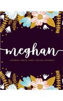 Meghan: Notebook - Libreta - Cahier - Taccuino - Notizbuch: 110 pages paginas seiten pagine: Modern Florals First Name Notebook in Light Pink, Baby Blue & M